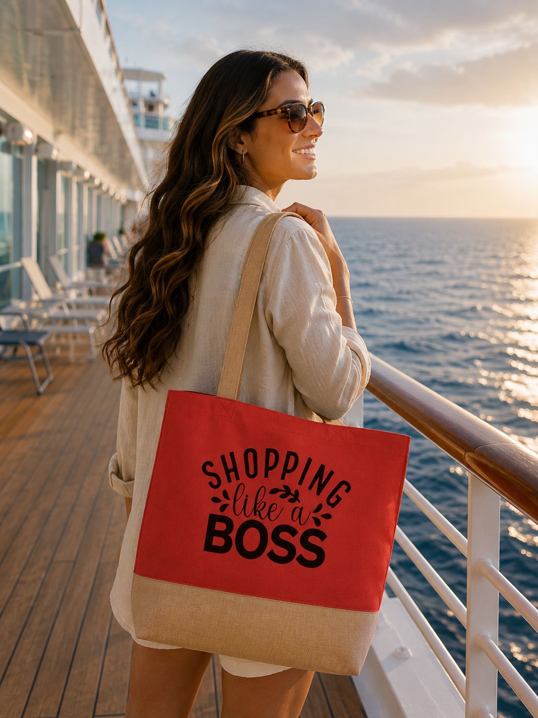 Strandtas “Shopping Like A Boss” – Trendy Shopper voor Strand, Shopping &amp; Dagelijks Gebruik