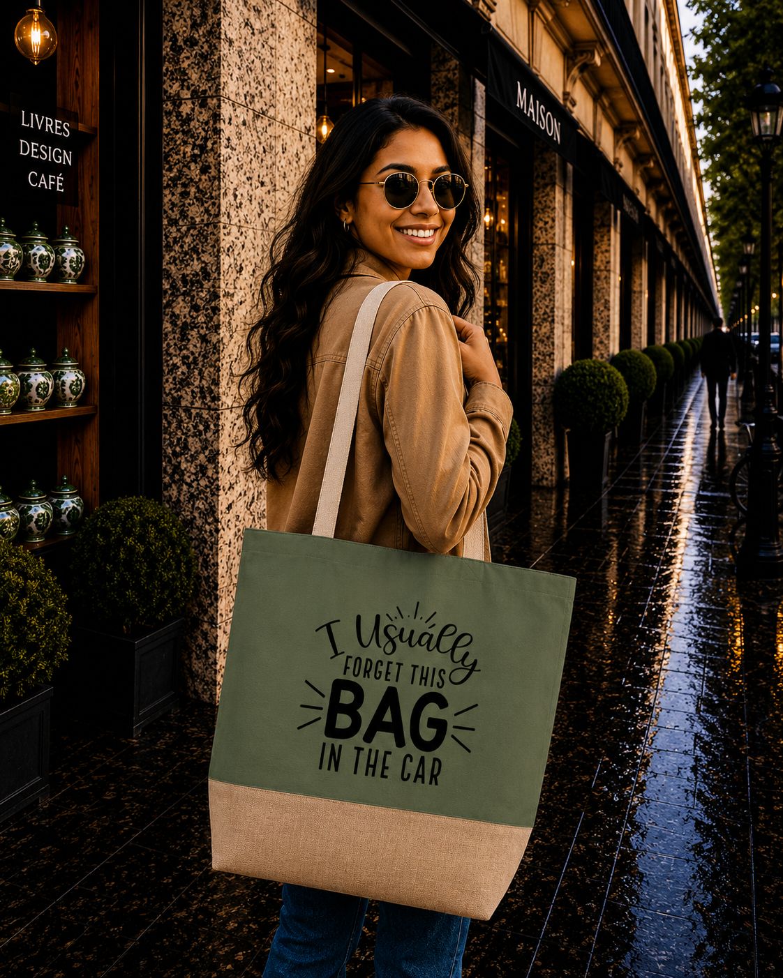 Strandtas “I Usually Forget This Bag In The Car” – Grappige Herbruikbare Shopper voor Boodschappen &amp; Dagelijks Gebruik