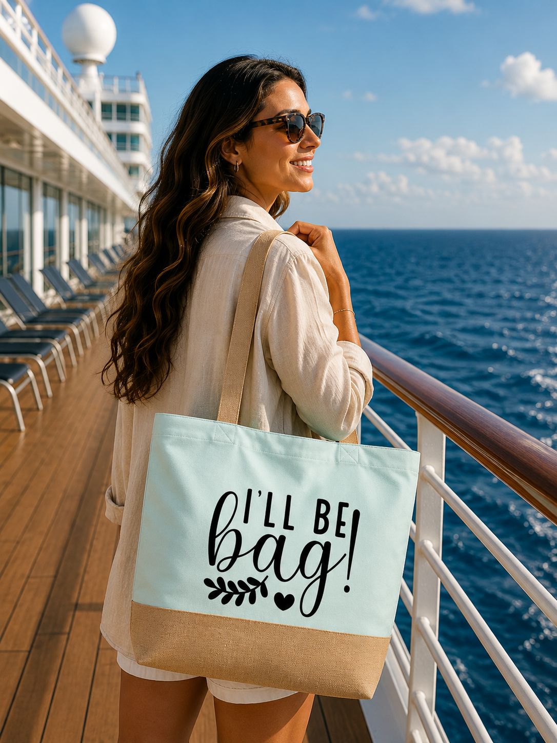 Strandtas “I’ll Be Bag” – Grappige Trendy Strandtas voor Shopping, Vakantie &amp; Dagelijks Gebruik
