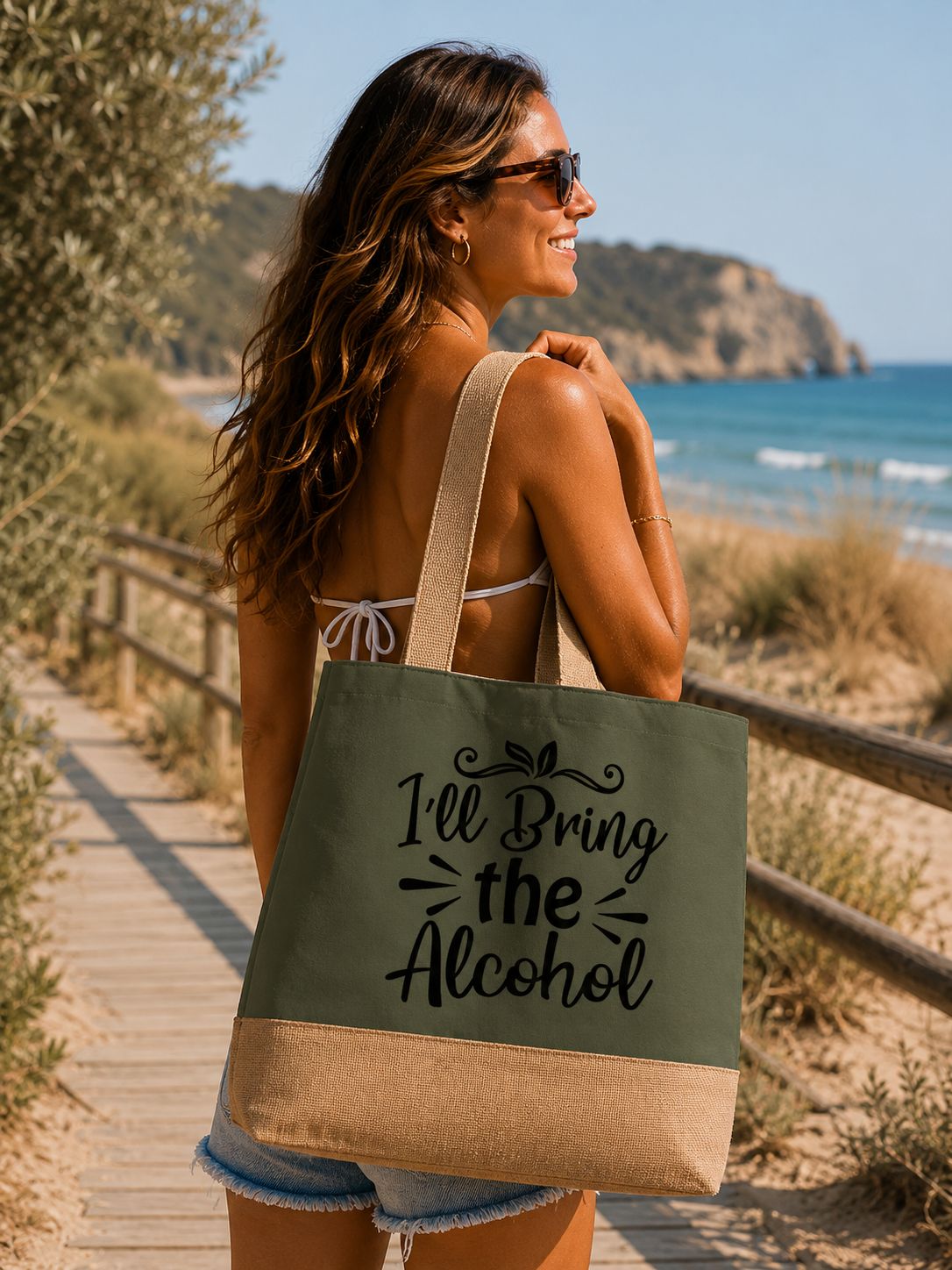 I’ll Bring the Alcohol Strandtas – Grote Canvas Beach Bag met Funny Quote