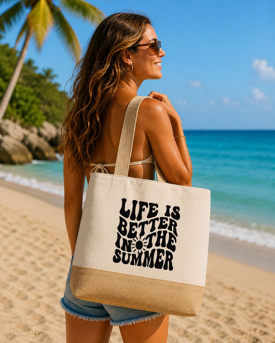 Life is Better in the Summer Strandtas – Grote Canvas Beach Bag met Zomerse Quote