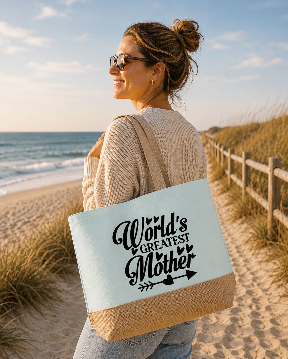 World's Greatest Mother Strandtas - Liefdevolle Mama Strandtas - Origineel Cadeau voor Mama