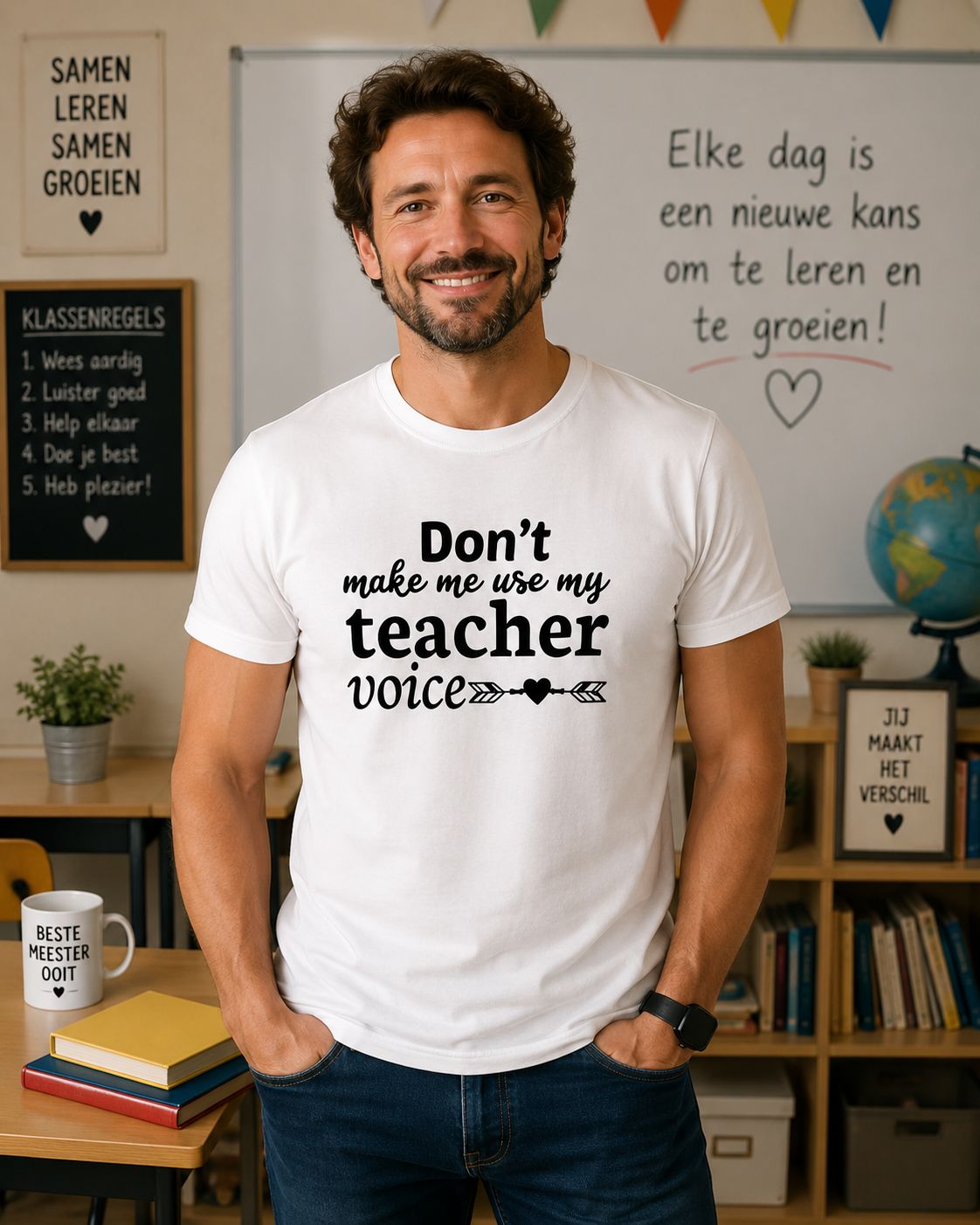 Don’t Make Me Use My Teacher Voice - T-Shirt – Grappig Cadeau voor Juf, Meester &amp; Schooljaar