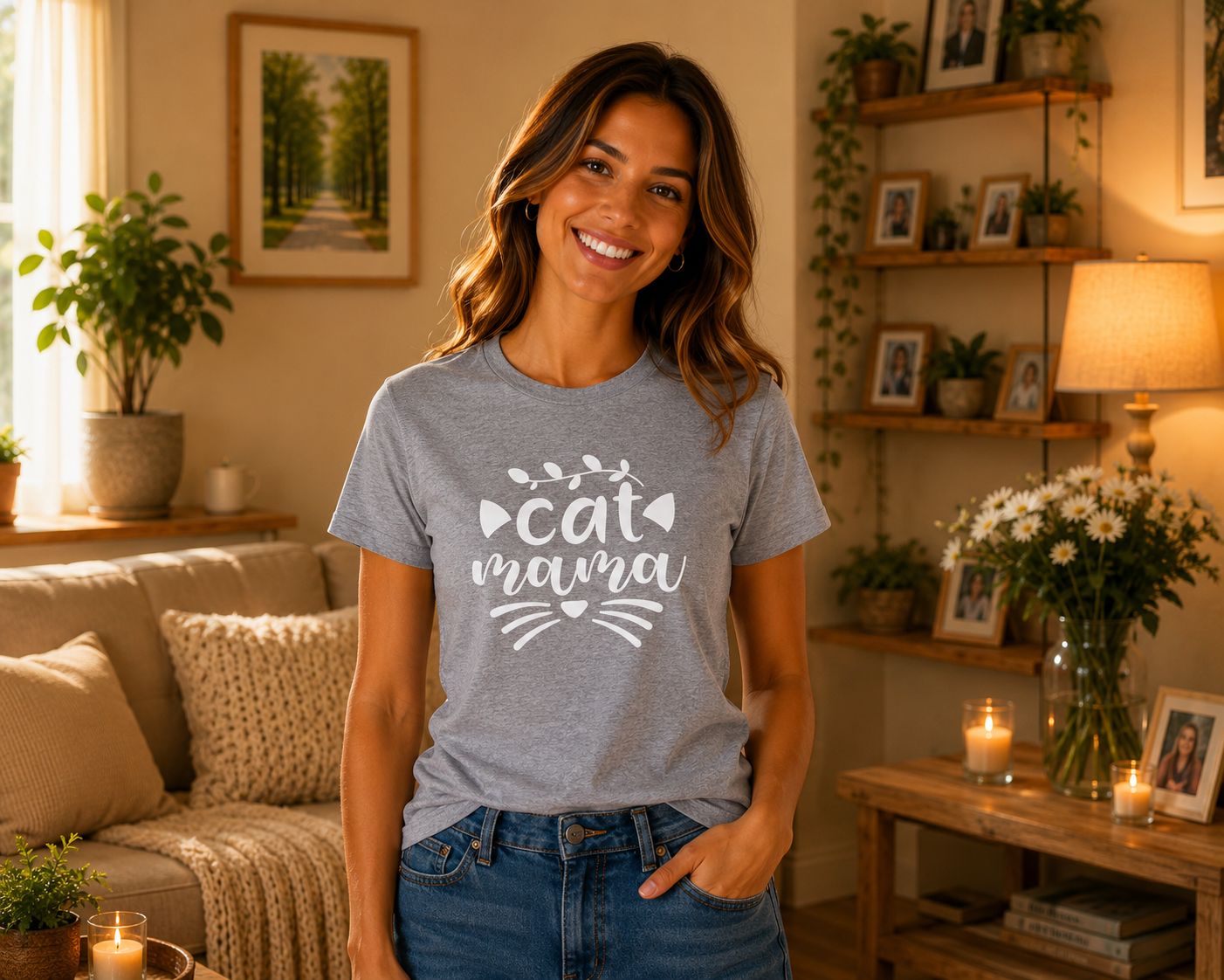 Cat Mama T-Shirt - Trendy T-Shirt voor Kattenliefhebbers - Leuk Cadeau voor Cat Moms