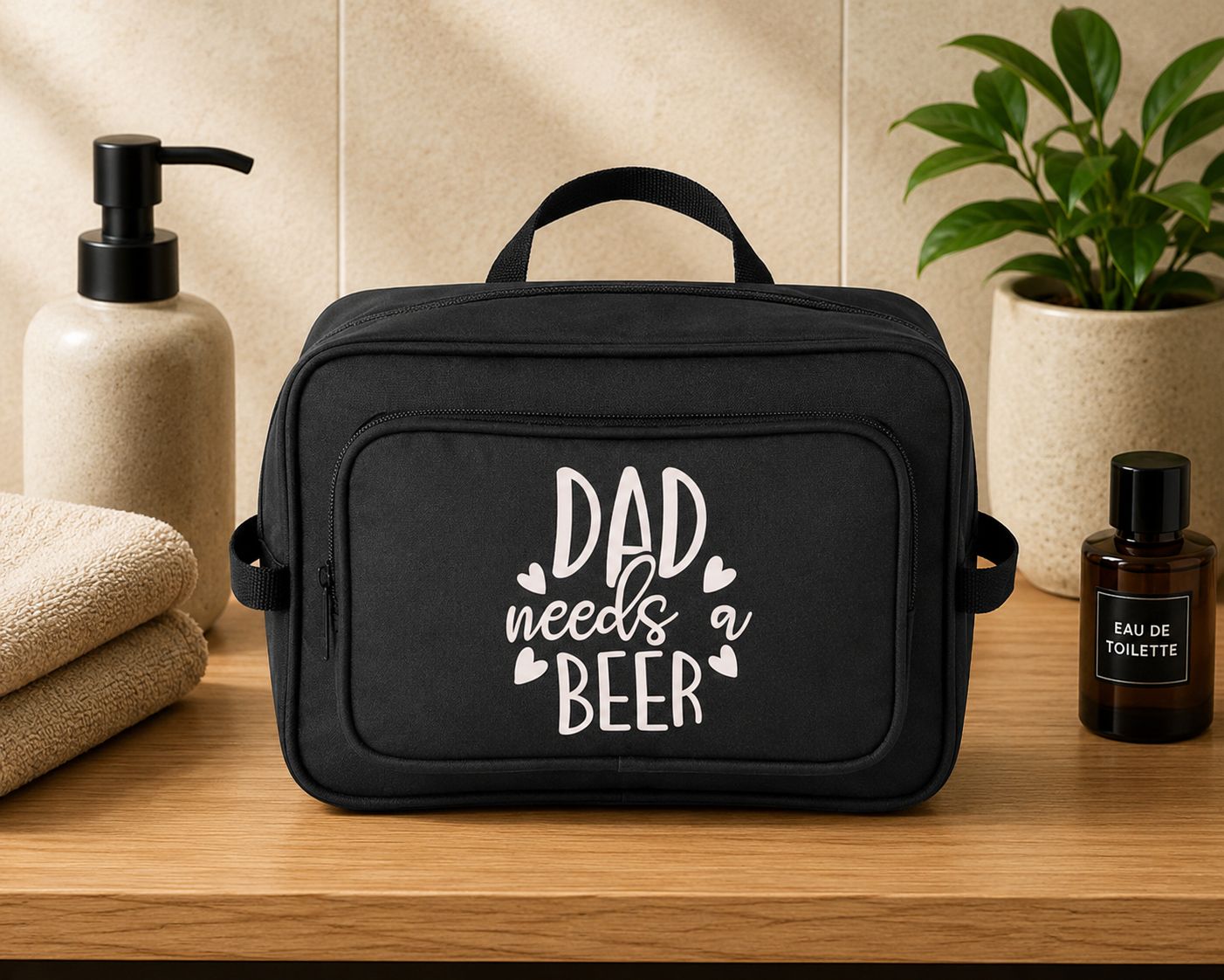 Dad Needs Beer -Toilettas – Grappig Cadeau voor Papa &amp; Bierliefhebber