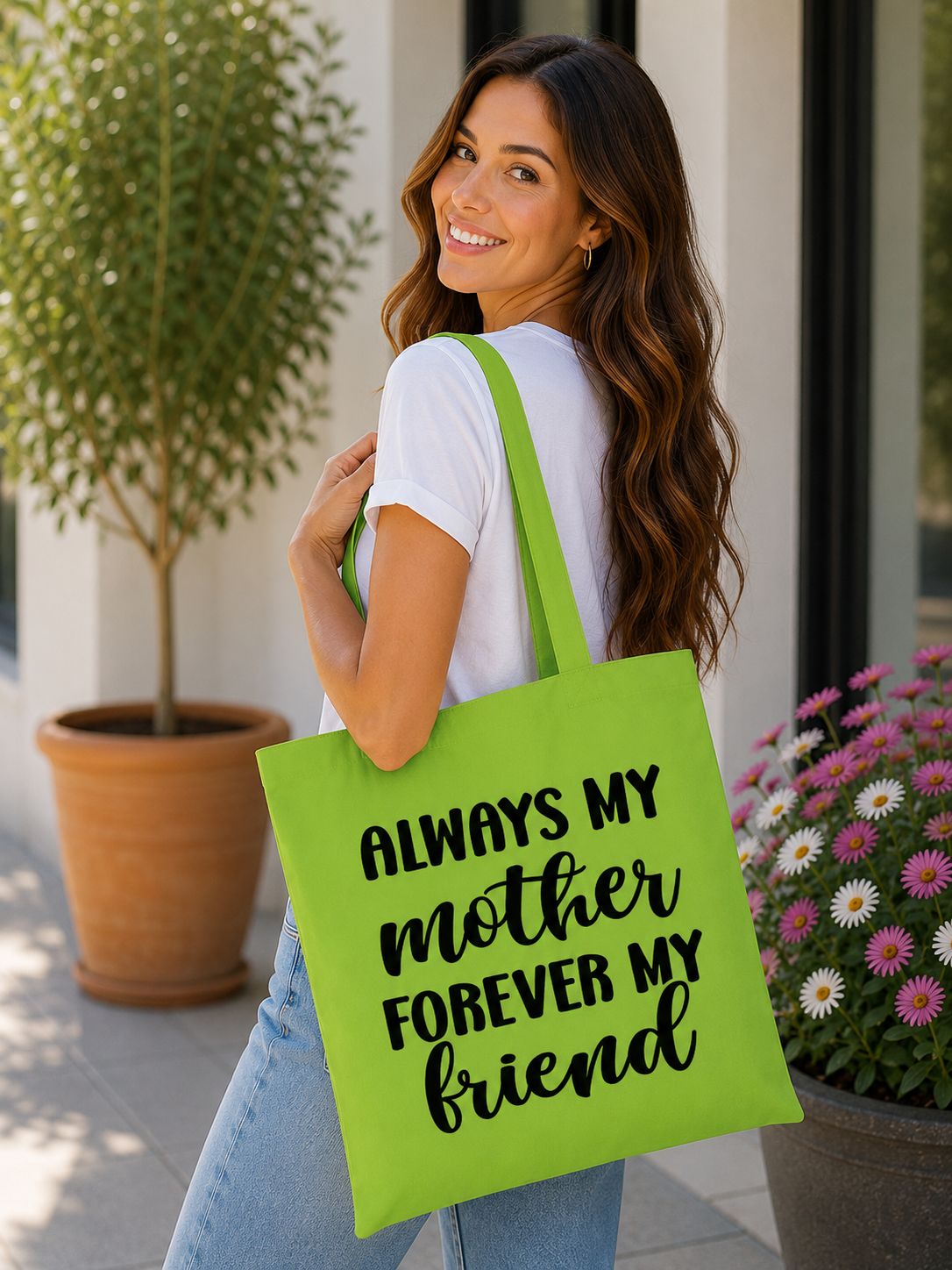 Always My Mother Forever My Friend - Tote Bag – Mooie Canvas Schoudertas