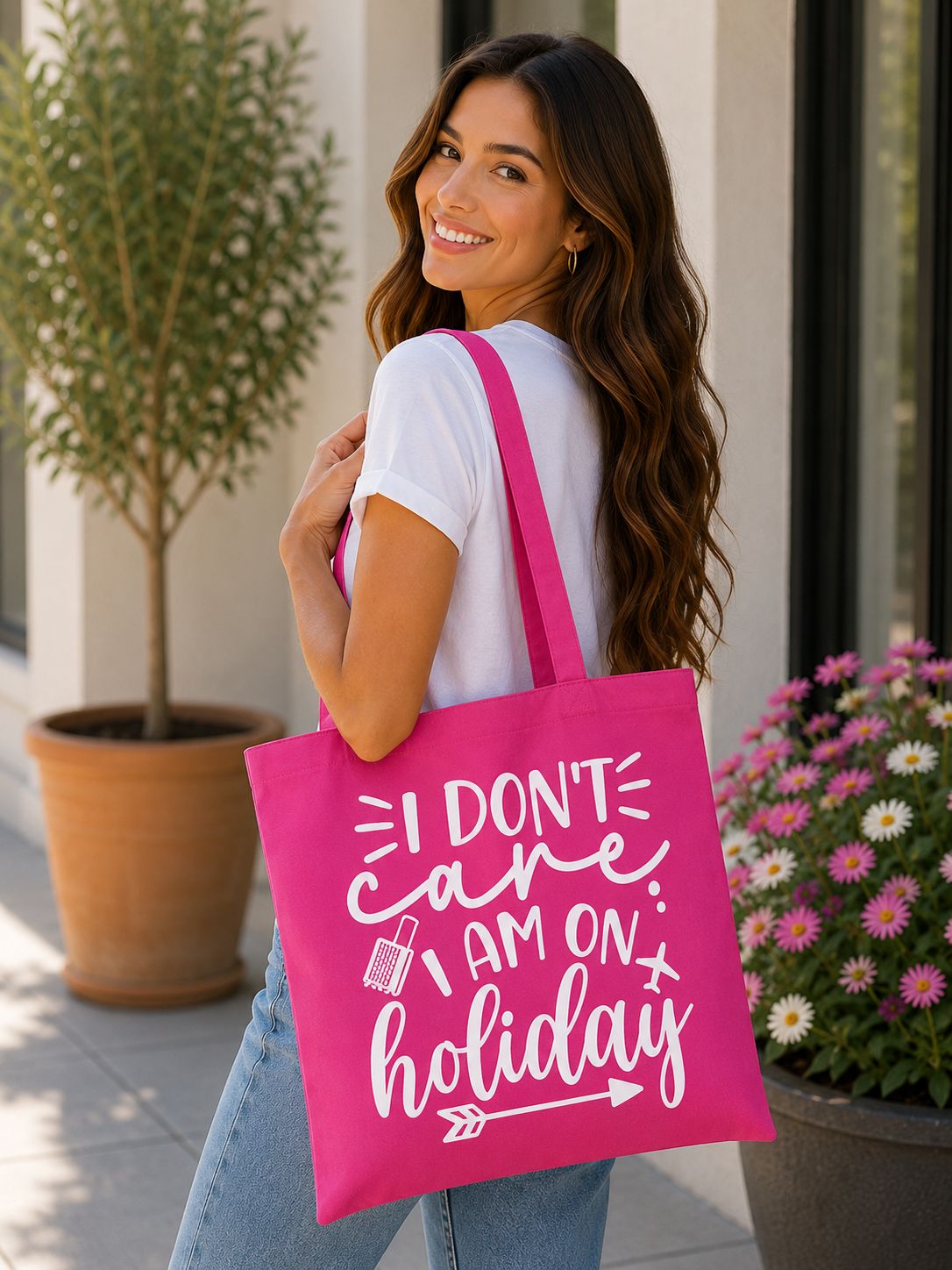 I Don’t Care I’m On Holiday - Tote Bag – Grappige Canvas Schoudertas