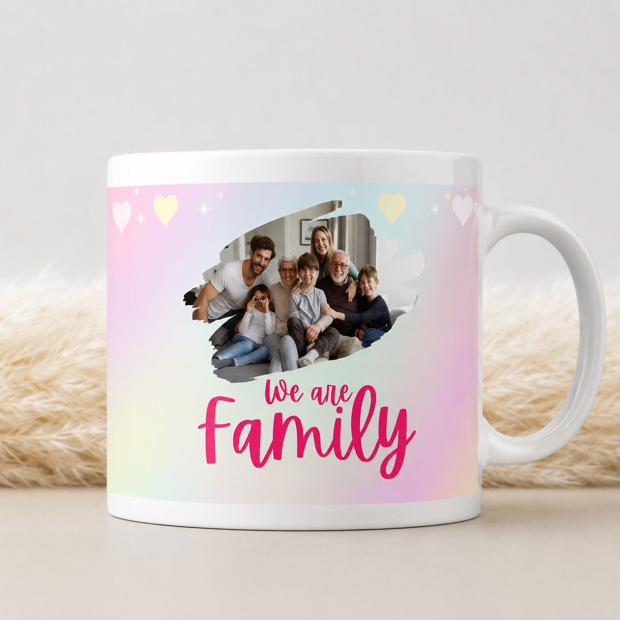 Pastel Familie Fotomok – We Are Family Gepersonaliseerde Mok