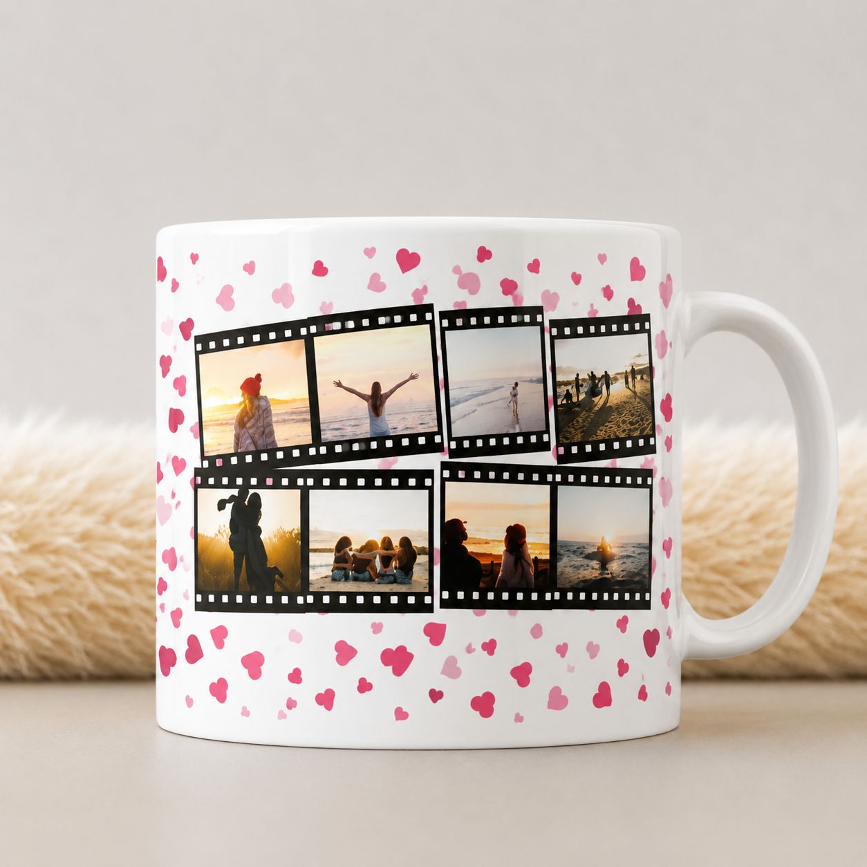 Liefde Filmstrip Fotomok met Hartjes – Romantische Mok