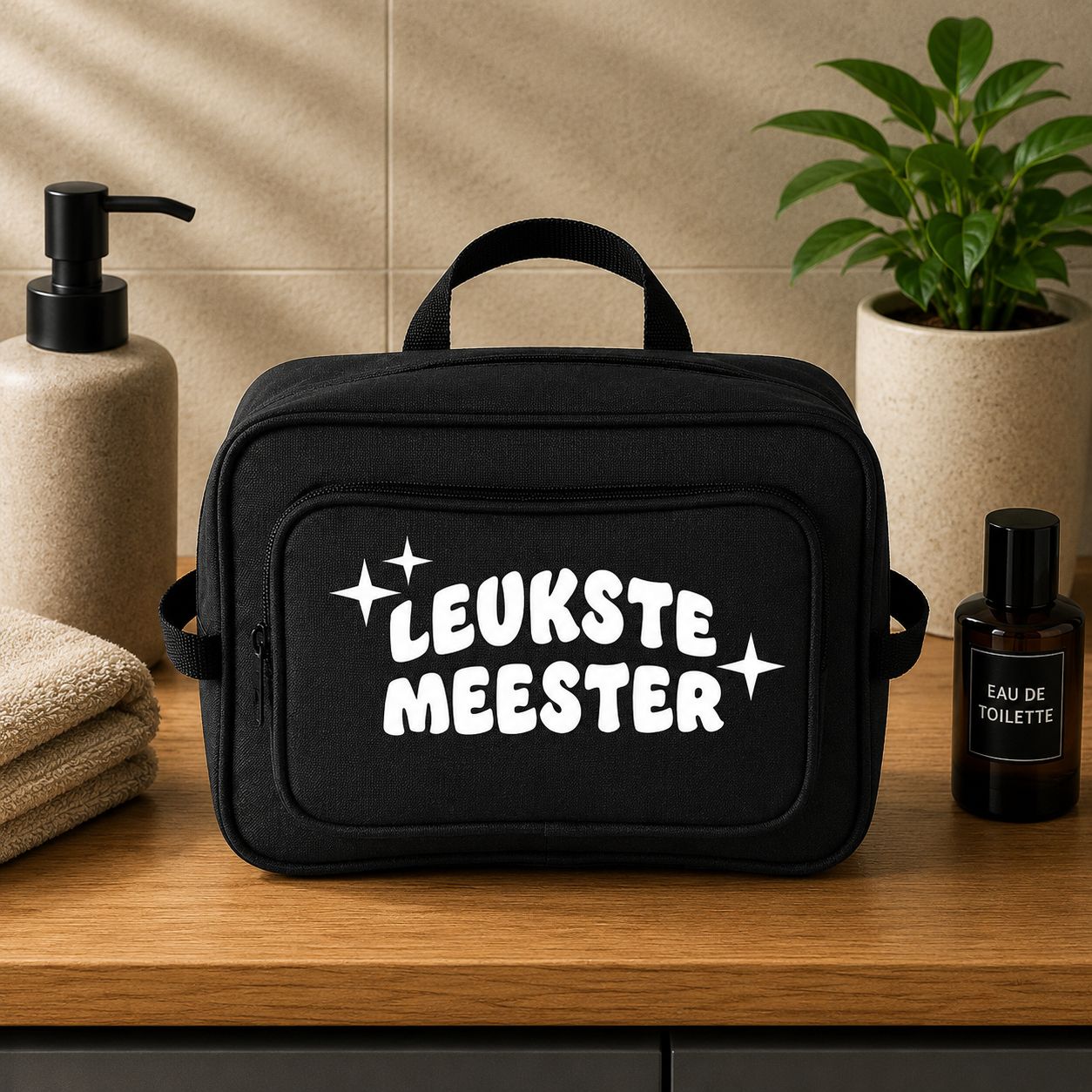 Leukste Meester - Toilettas – Origineel Cadeau voor Einde Schooljaar