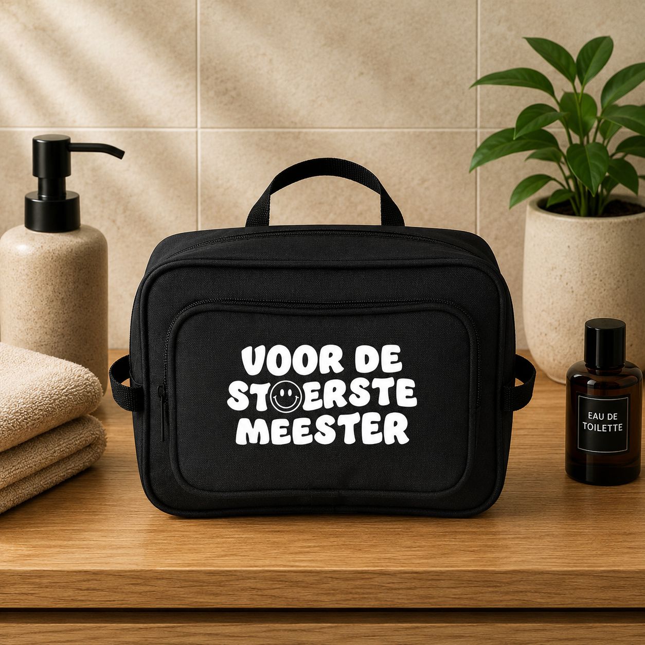 Toilettas Voor De Stoerste Meester – Origineel Cadeau voor Juf of Meester