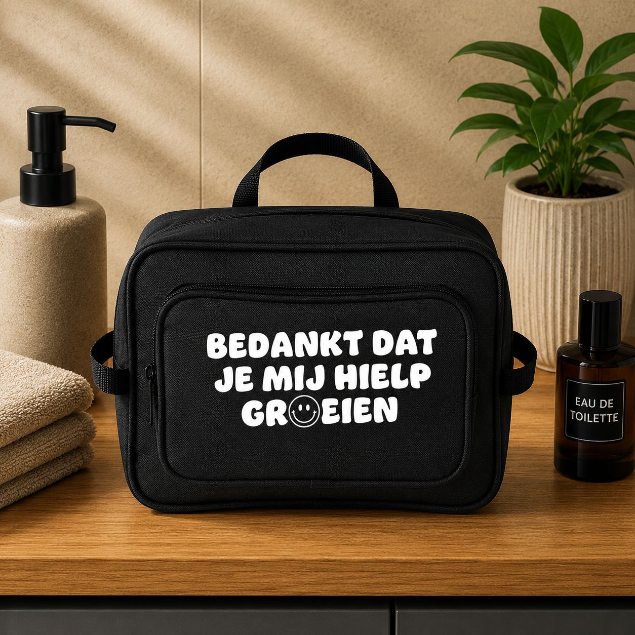 Bedankt Dat Je Mij Hielp Groeien - Toilettas – Lief Bedankje voor Juf of Meester
