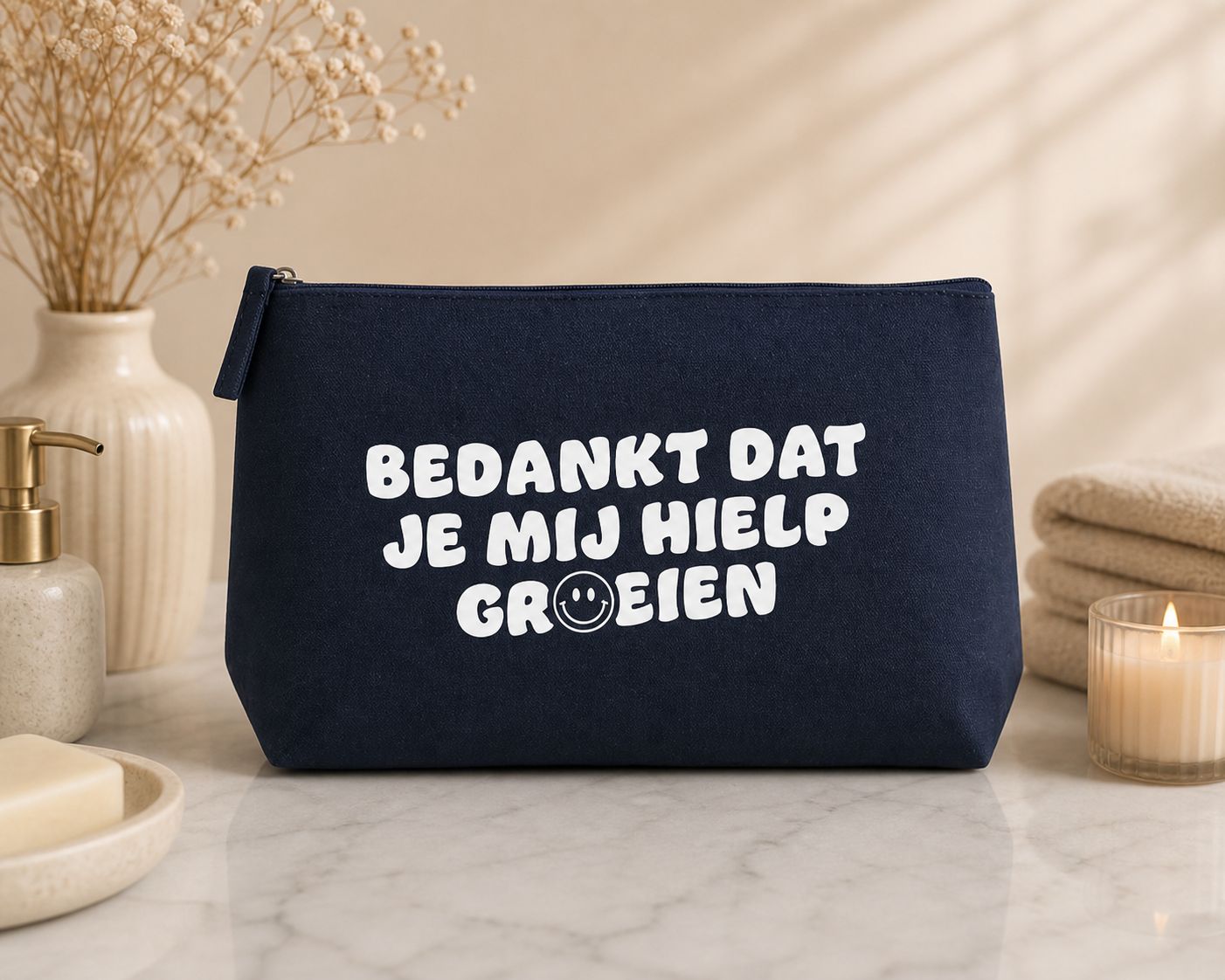Juf Bedankt Dat Je Me Hielp Groeien - Toilettas - cadeau juf
