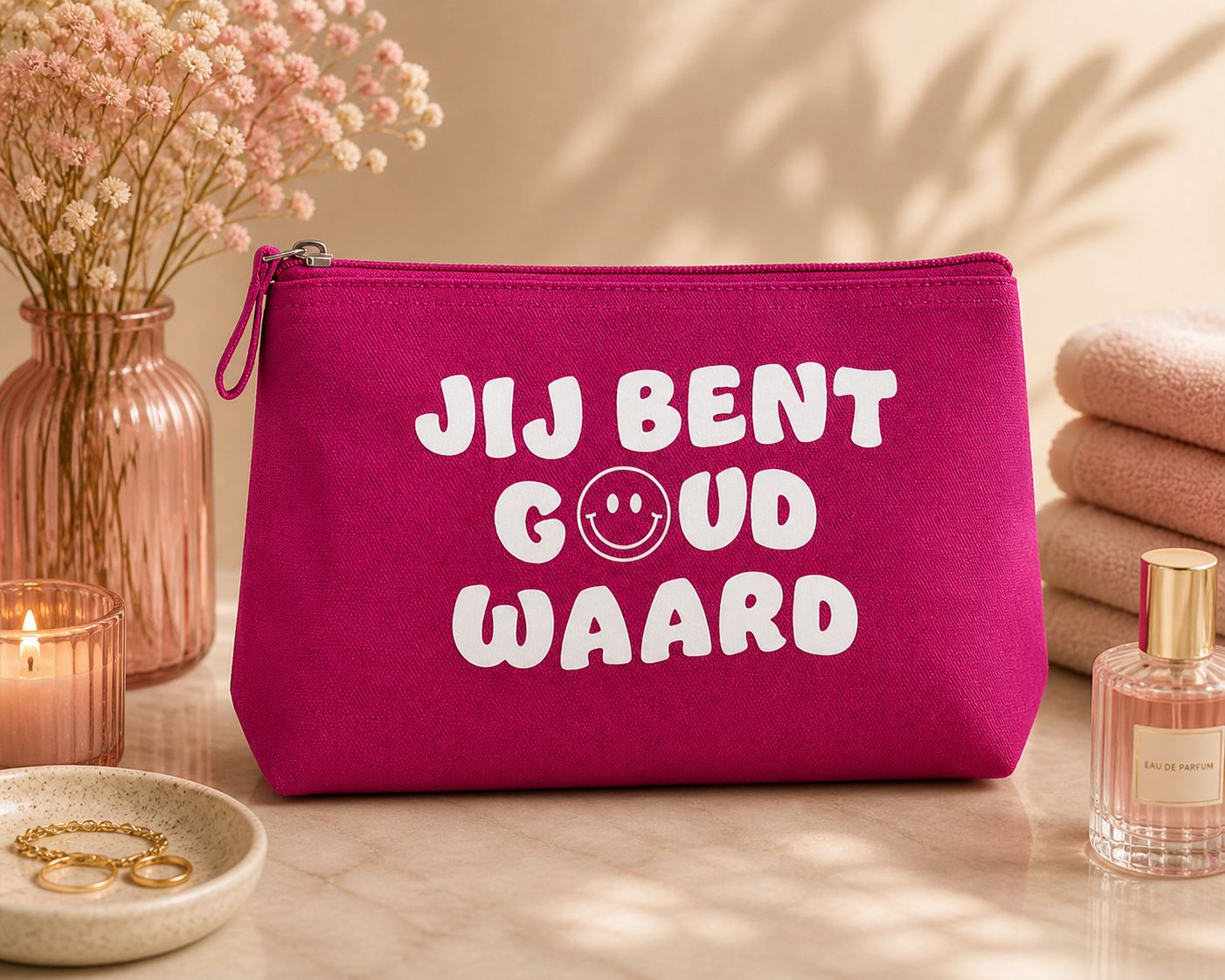 Jij Bent Goud Waard - Toilettas – Cadeau Juf