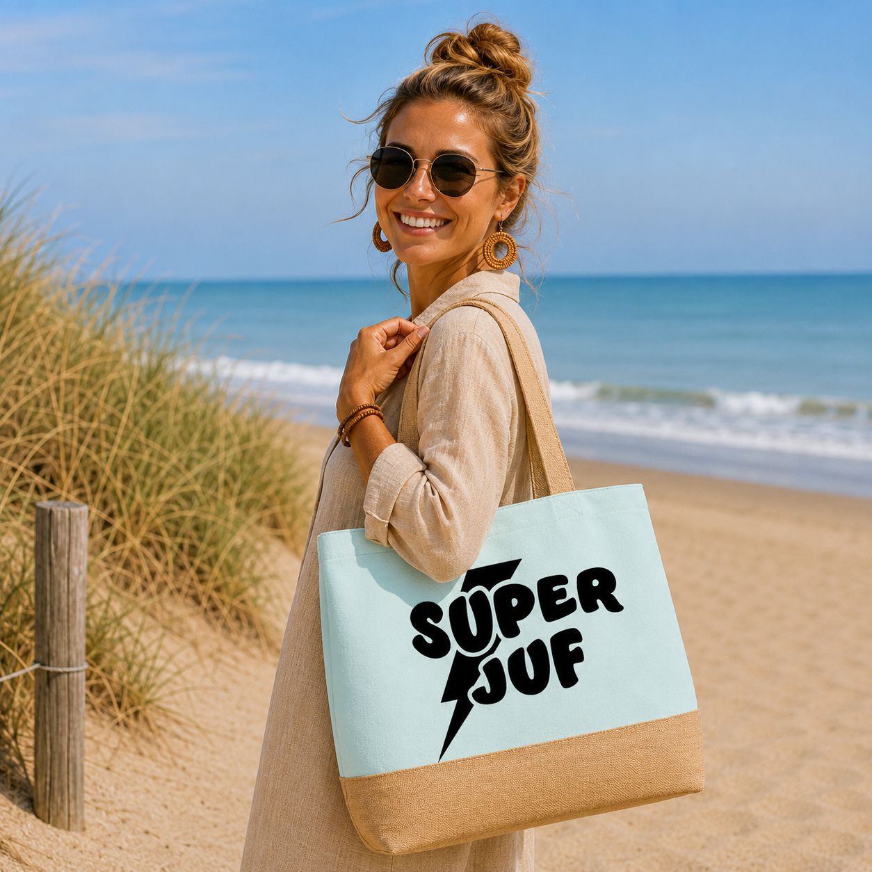 Super Juf - Strandtas – Origineel Cadeau Voor De Liefste Juf – Leuk Bedankje Voor Het Einde Van Het Schooljaar