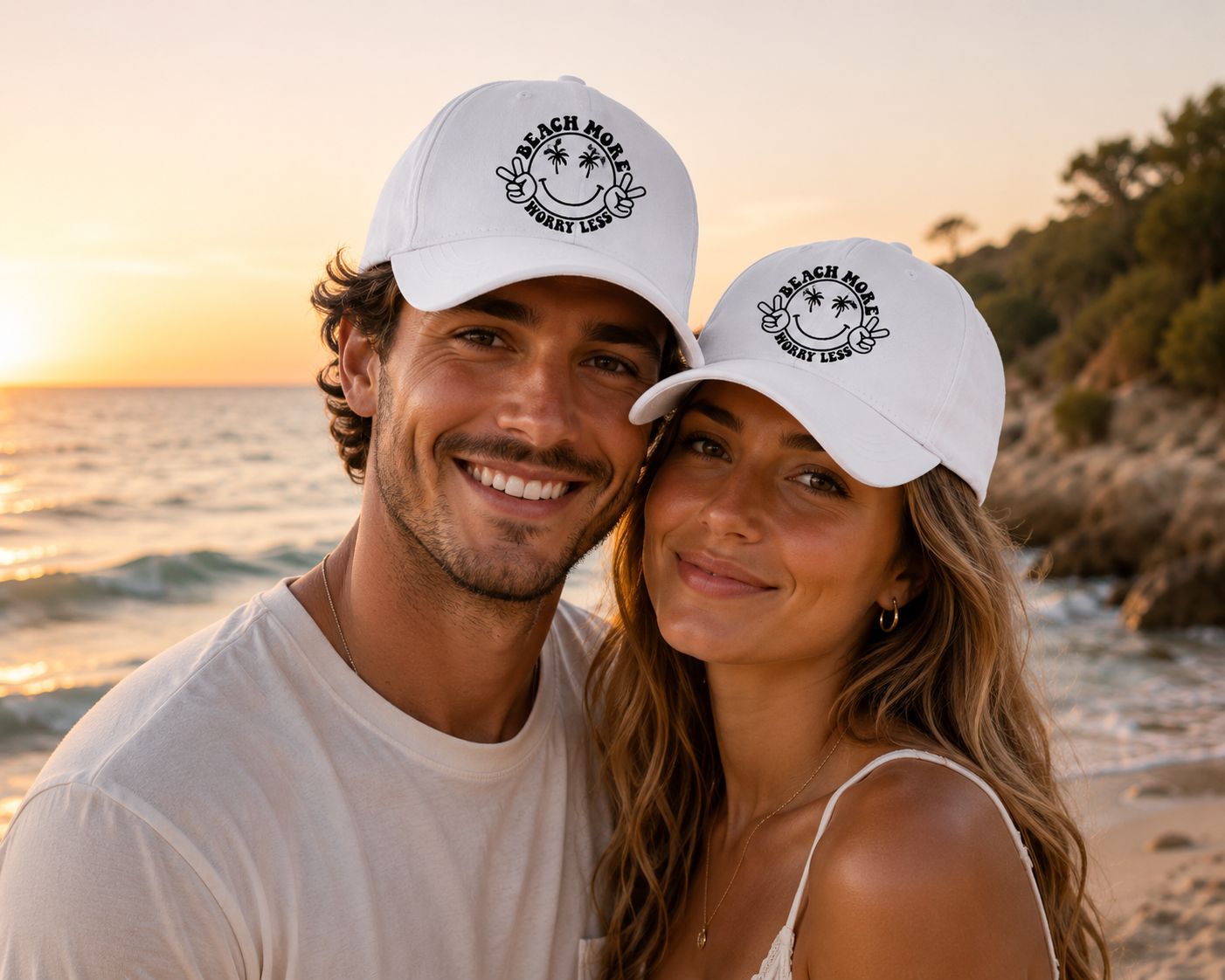 Beach More Worry Less Pet – Zomerse Strandpet – Unisex Cap Voor Vakantie, Strand &amp; Relaxte Vibes