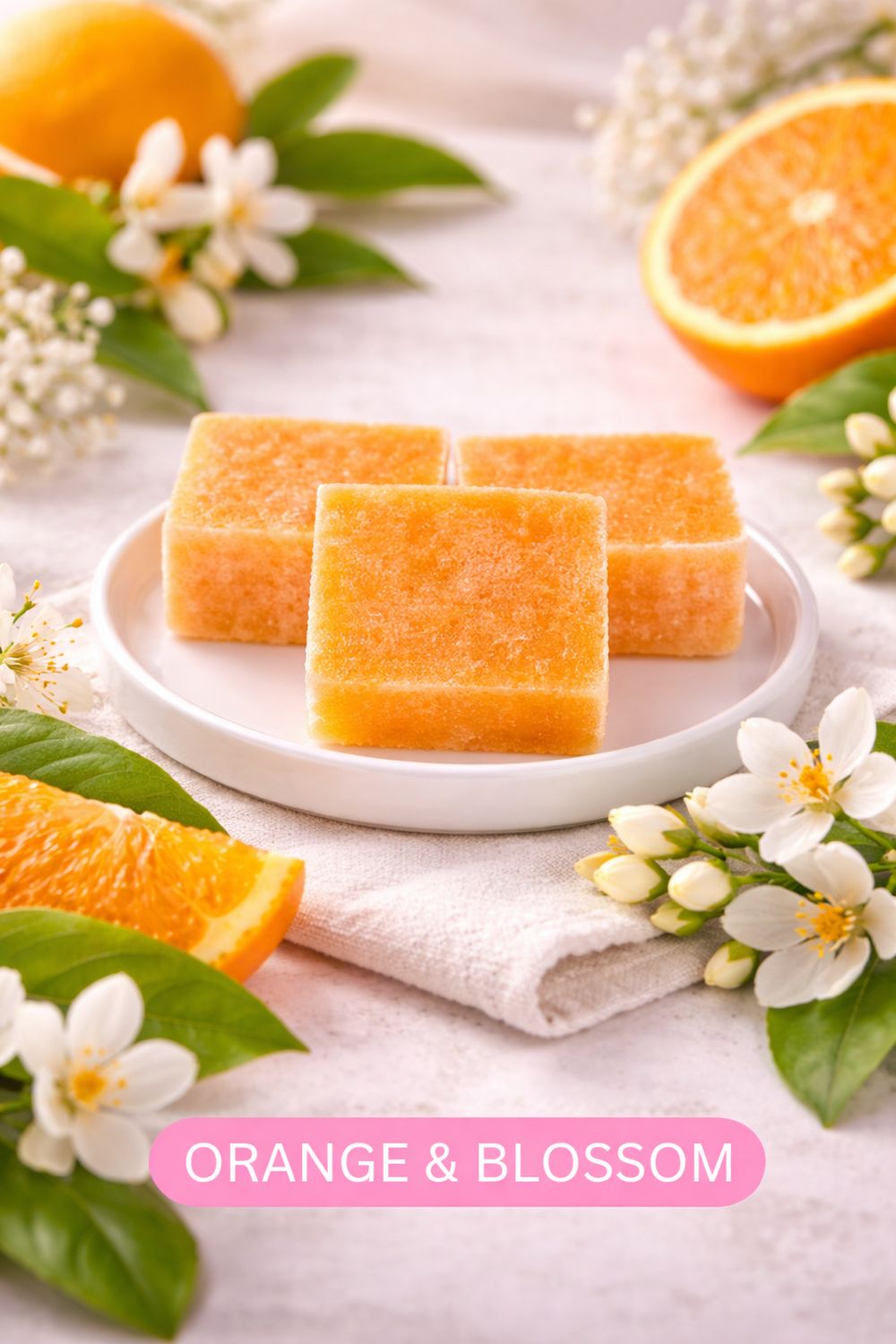 Amberblokjes Orange &amp; Blossom (4 Stuks) – Frisse en Bloemige Sinaasappelgeur