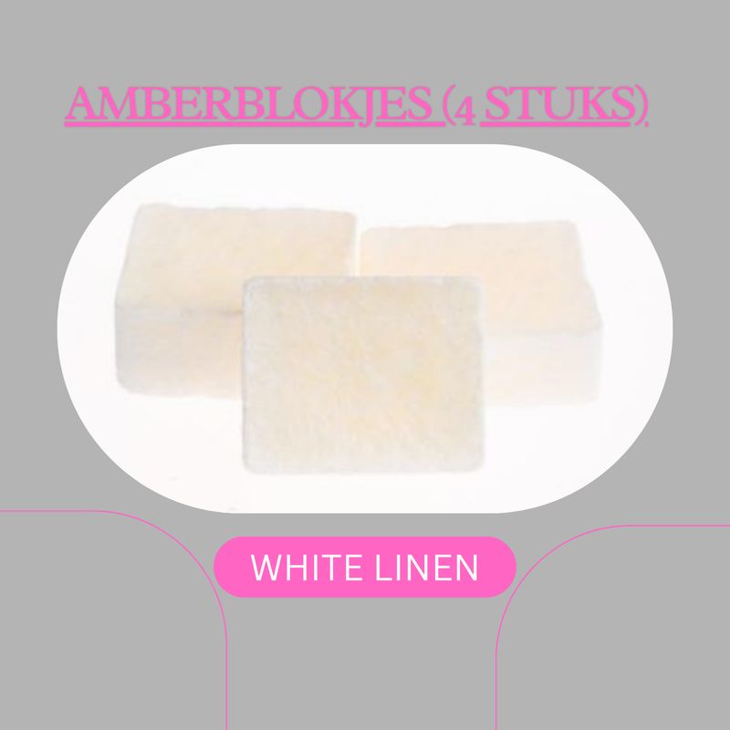 AMBERBLOKJES WHITE LINEN (4stuks)