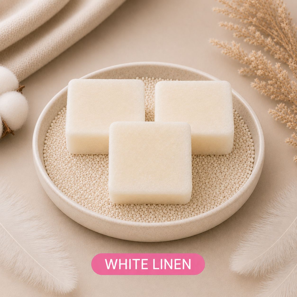 Amberblokjes White Linen (4 stuks) – Frisse schone geur voor een licht en luchtig interieur