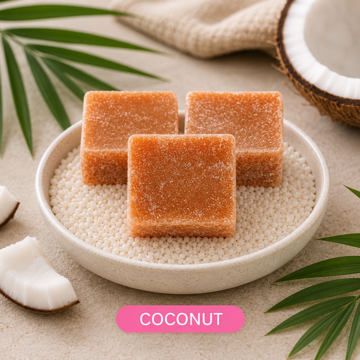 Amberblokjes Coconut (4 stuks) – Zachte tropische geur voor een warm en ontspannen interieur