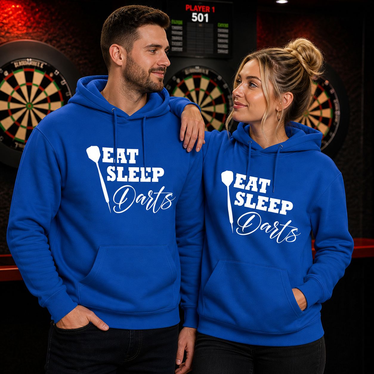 Eat Sleep Darts Hoodie – Funny Darts Hoodie – Unisex Cadeau voor Darts Spelers