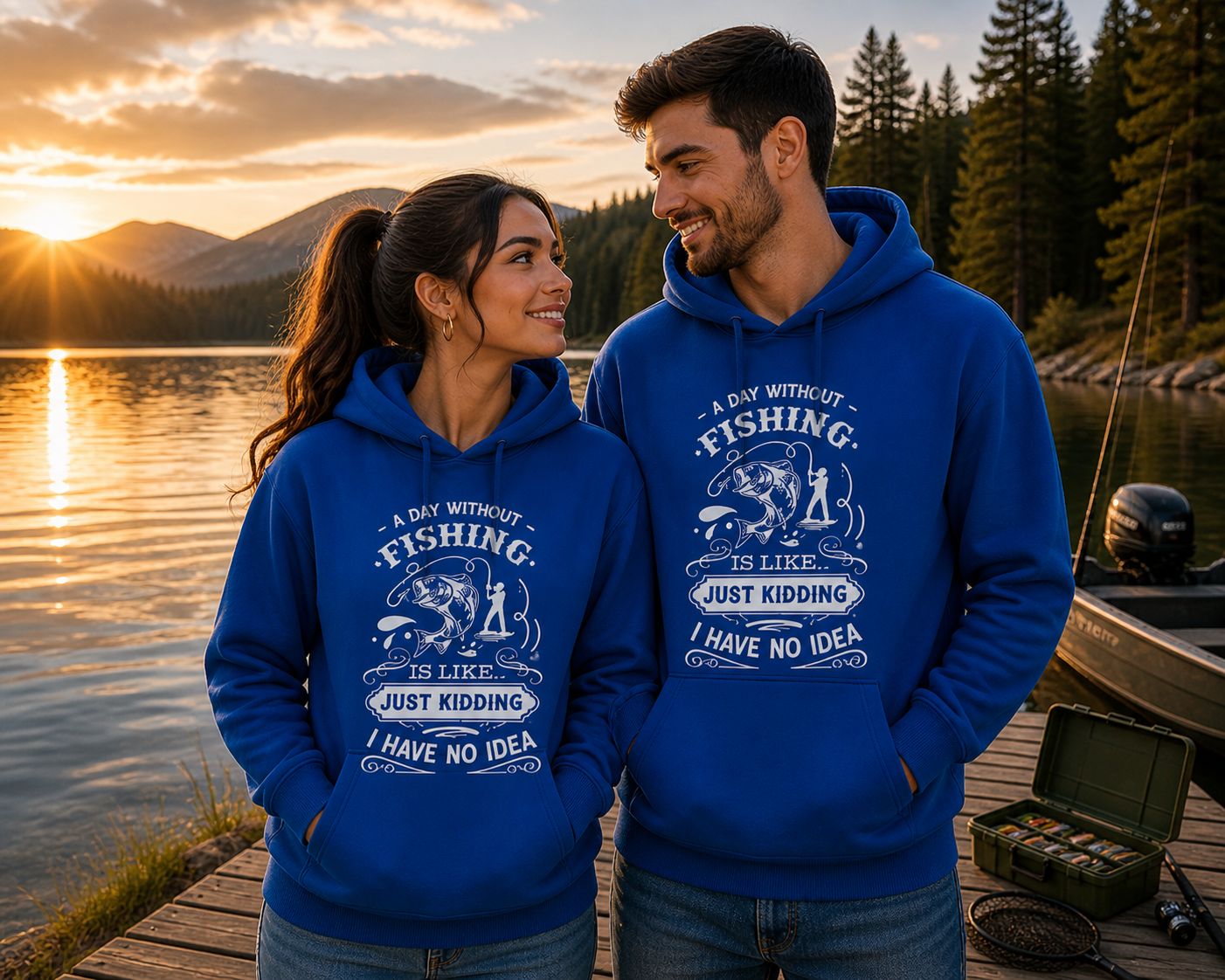 A Day Without Fishing Is Like… Just Kidding I Have No Idea Hoodie – Funny Fishing Hoodie Unisex – Cadeau voor Vissers