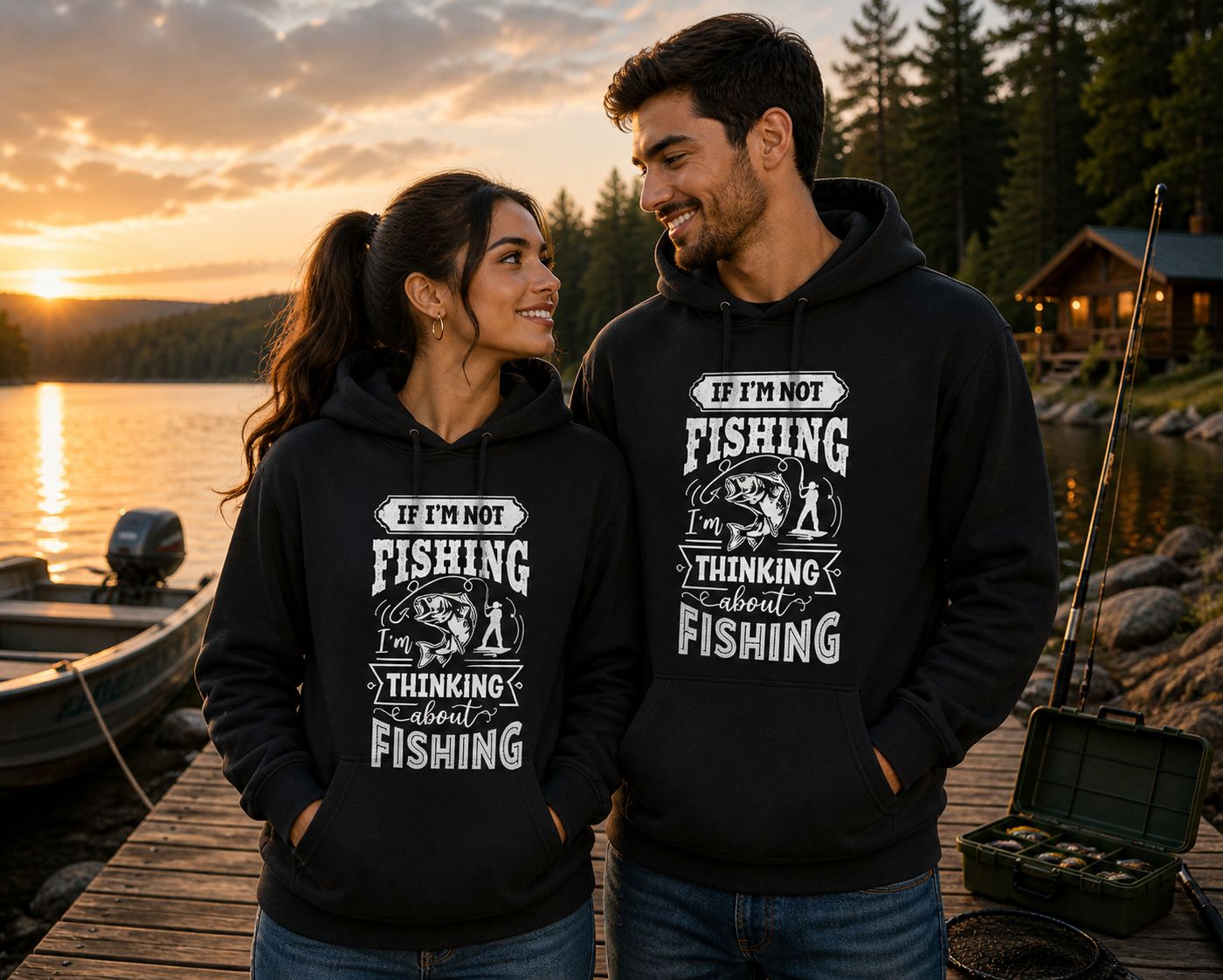 If I’m Not Fishing I’m Thinking About Fishing Hoodie – Funny Fishing Hoodie – Unisex Cadeau voor Vissers