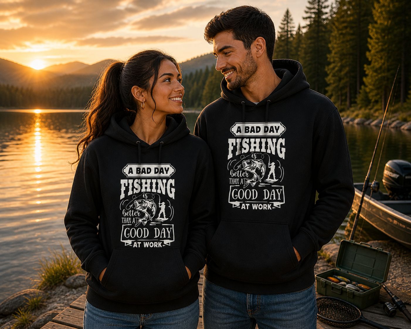 A Bad Day Fishing Is Better Than A Good Day At Work Hoodie – Funny Fishing Hoodie – Unisex Cadeau voor Vissers