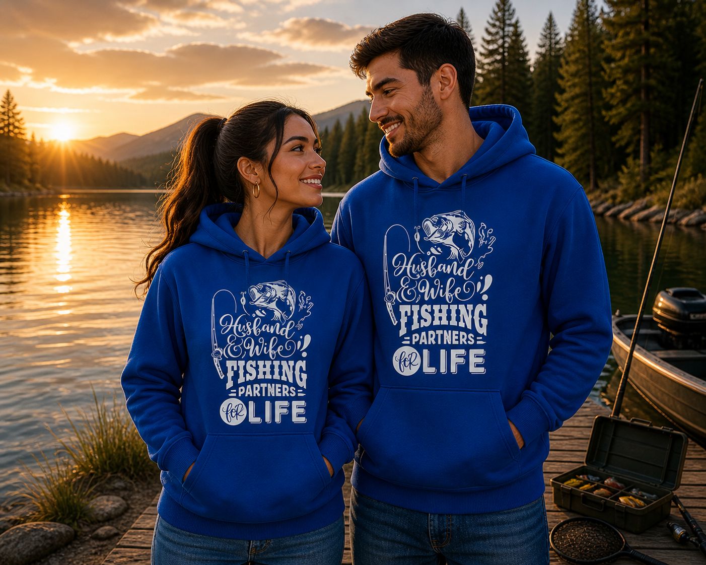 Husband And Wife Fishing Partners For Life Hoodie – Matching Fishing Hoodie Unisex – Cadeau voor Koppels