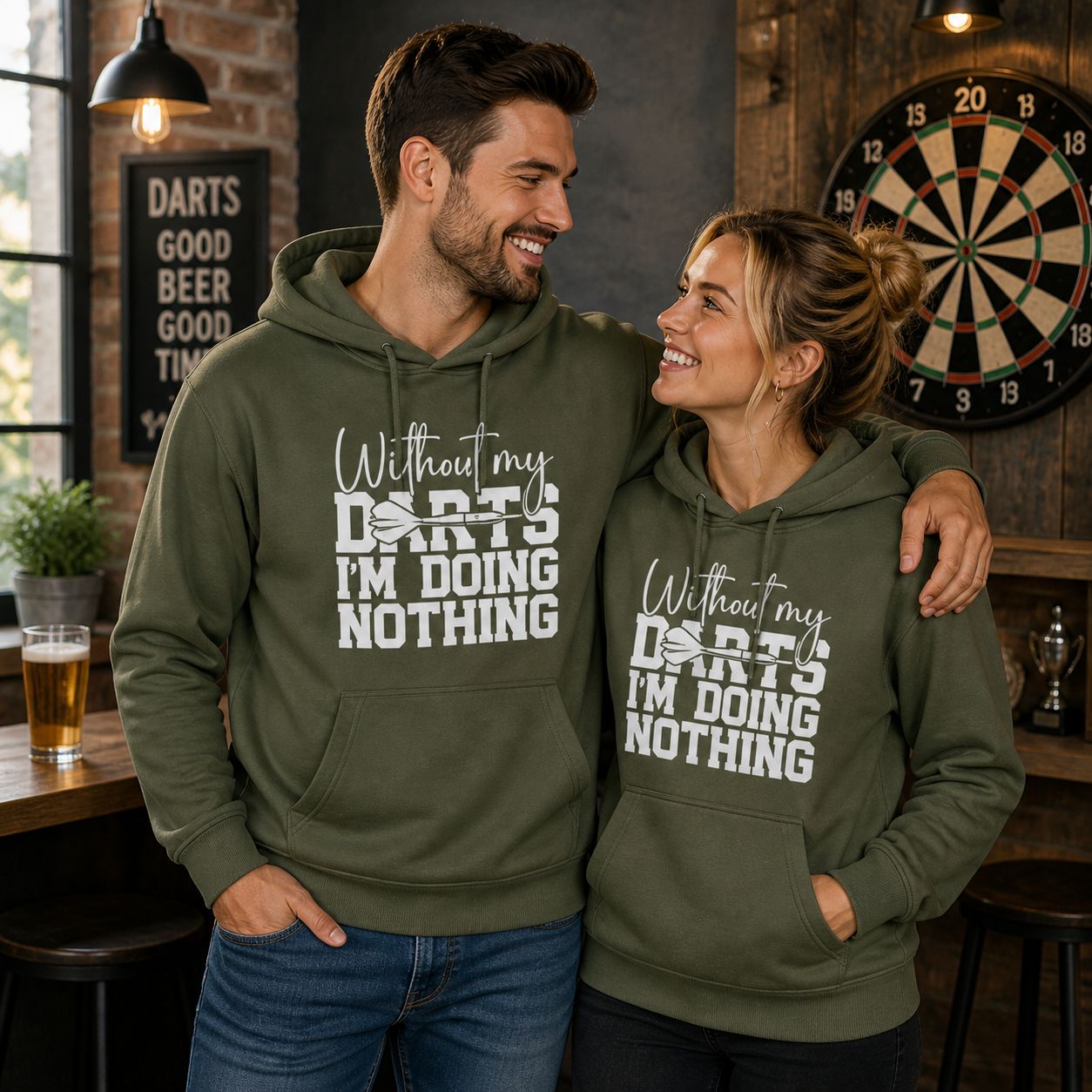 Without My Darts I’m Doing Nothing Hoodie – Funny Darts Hoodie – Unisex Cadeau voor Darts Spelers