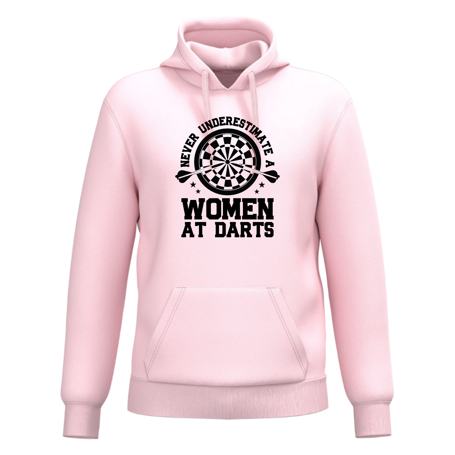 NEVER UNDERESTIMATE A WOMEN AT DARTS(verschillende kleuren)