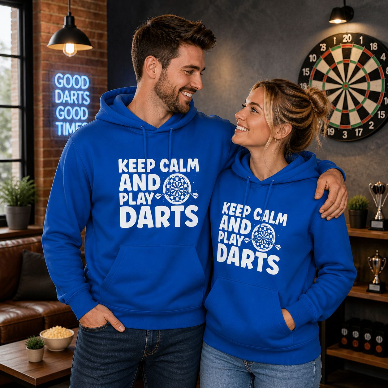 Keep Calm And Play Darts Hoodie – Funny Darts Hoodie – Unisex Cadeau voor Darts Spelers