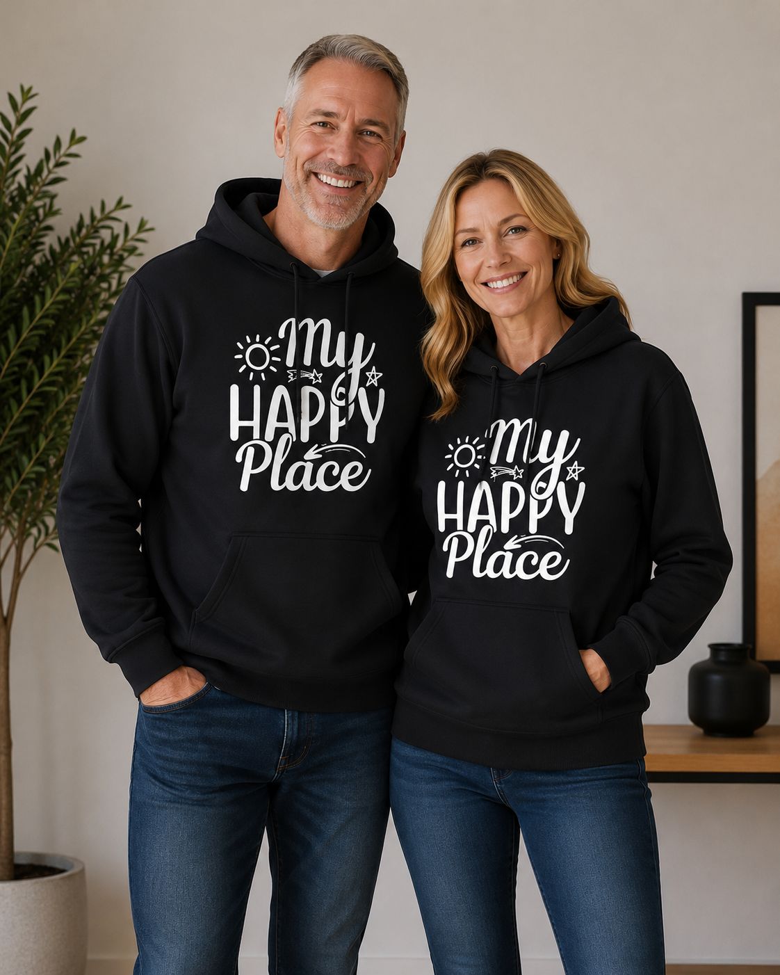 Hoodie ‘My Happy Place’ – Comfortabele Hoodie met Positieve Tekst