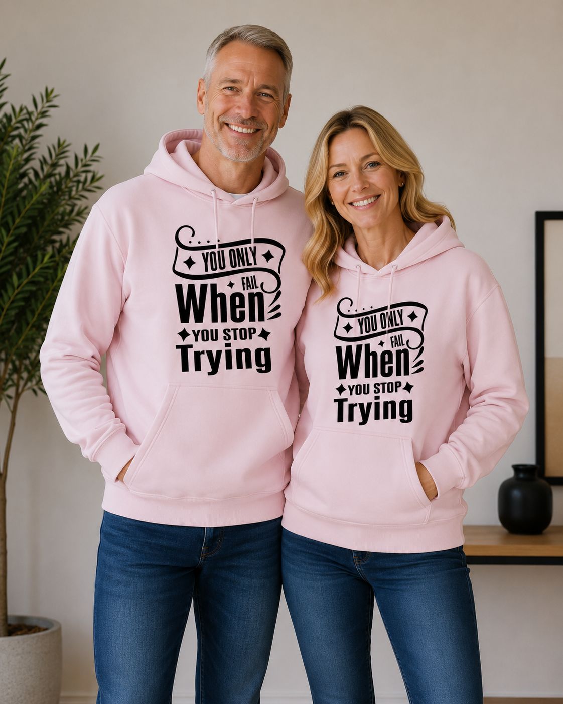 Hoodie ‘You Only Fail When You Stop Trying’ – Motiverende Hoodie met Inspirerende Tekst