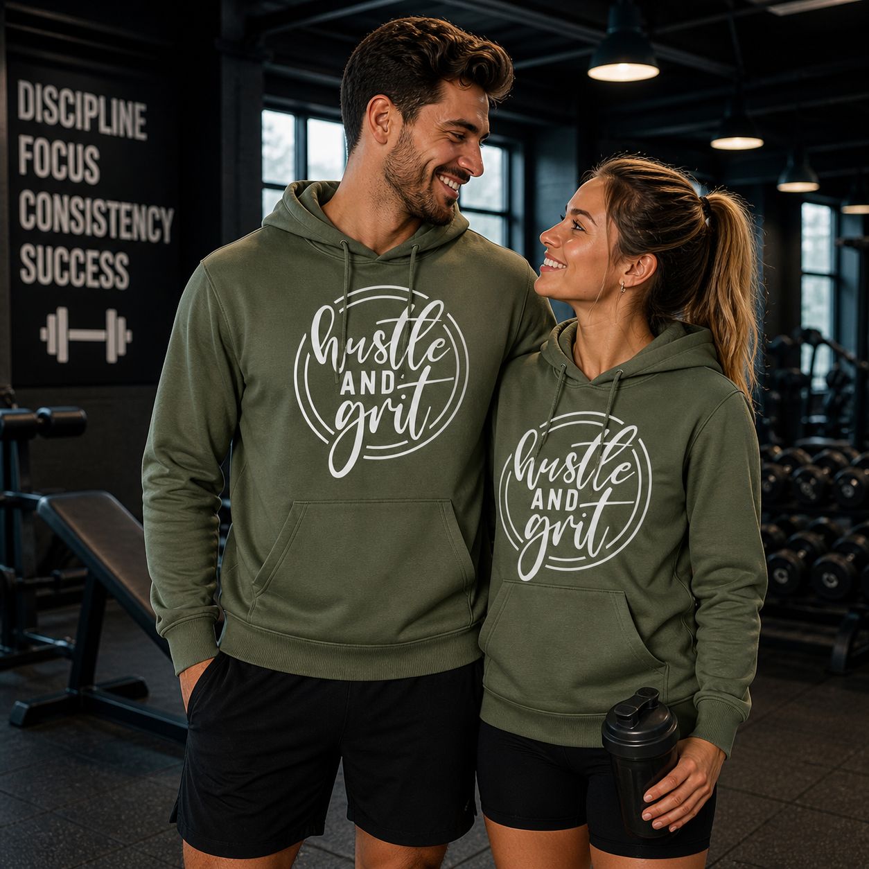 Hustle And Grit Hoodie – Motivatie Hoodie – Fitness Hoodie Unisex voor Gym &amp; Workout