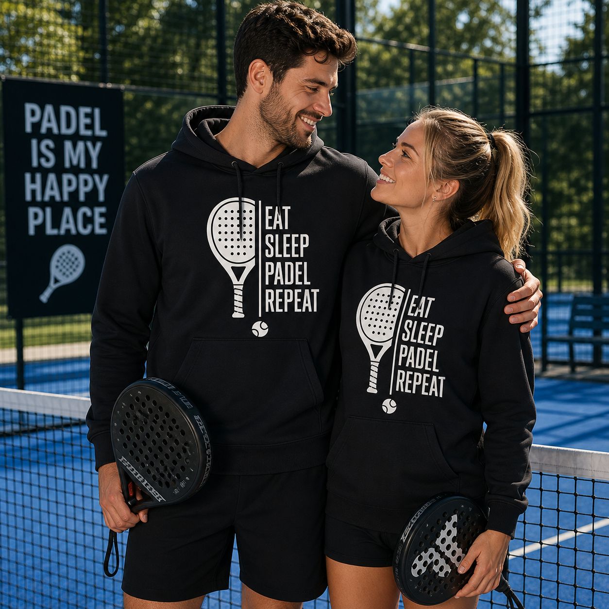 Eat Sleep Padel Repeat Hoodie – Padel Hoodie Unisex – Cadeau voor Padel Spelers &amp; Liefhebbers