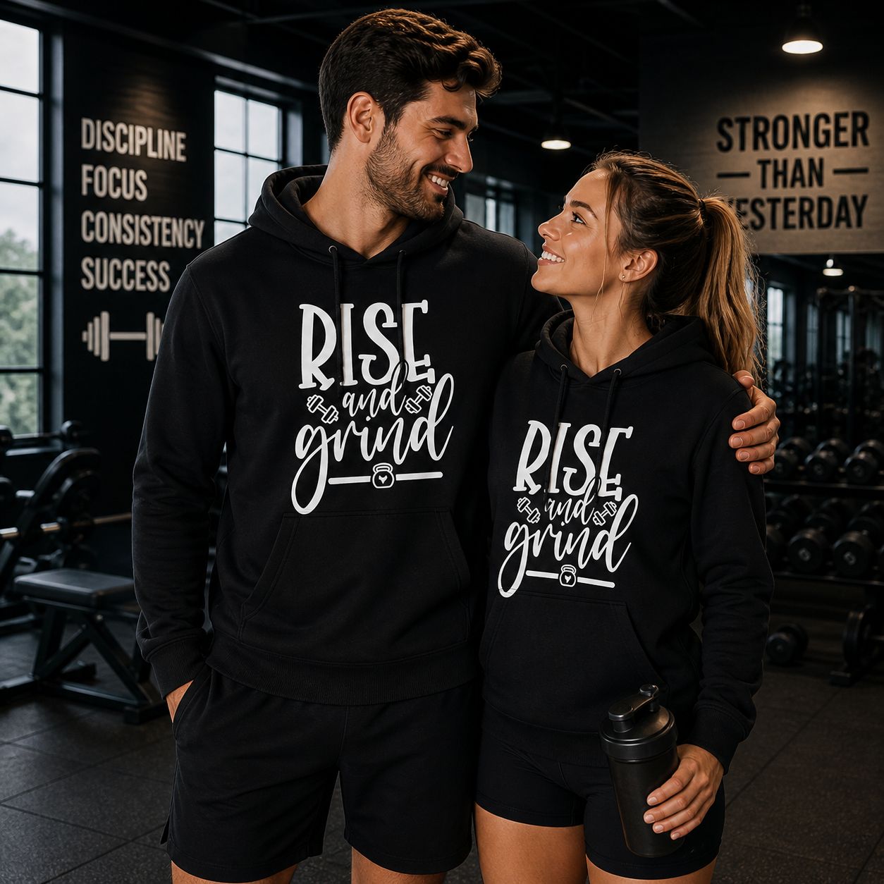 Rise And Grind Hoodie – Motivatie Hoodie – Fitness Hoodie Unisex voor Gym &amp; Workout