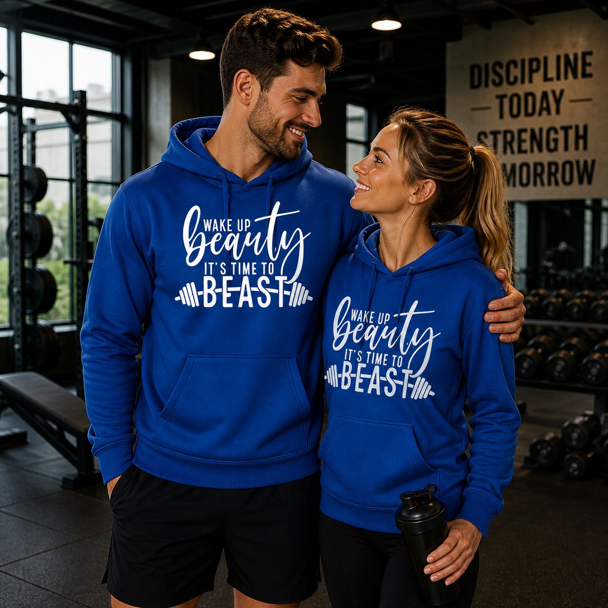 Wake Up Beauty It’s Time To Beast Hoodie – Fitness Hoodie Unisex – Motivatie Gym &amp; Workout Sweater