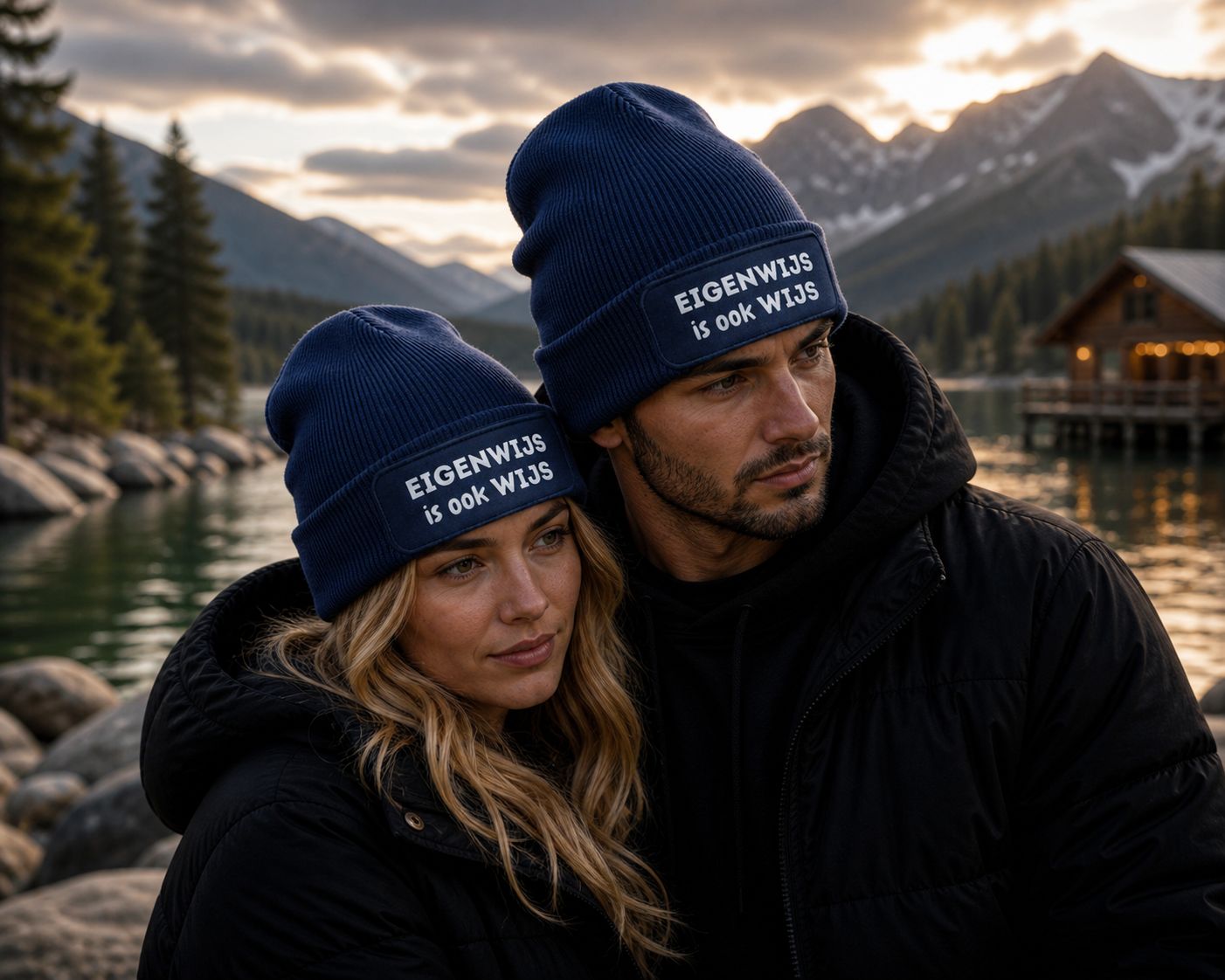 Wintermuts “Eigenwijs Is Ook Wijs” – Grappige Muts met Vlaamse Tekst voor Winterdagen