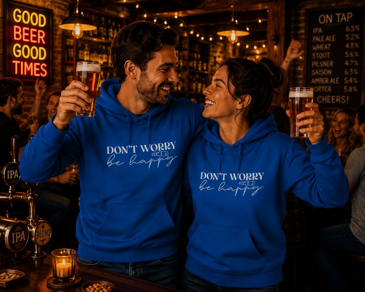 Don’t Worry Be Happy Hoodie – Funny Hoodie met Positieve Quote