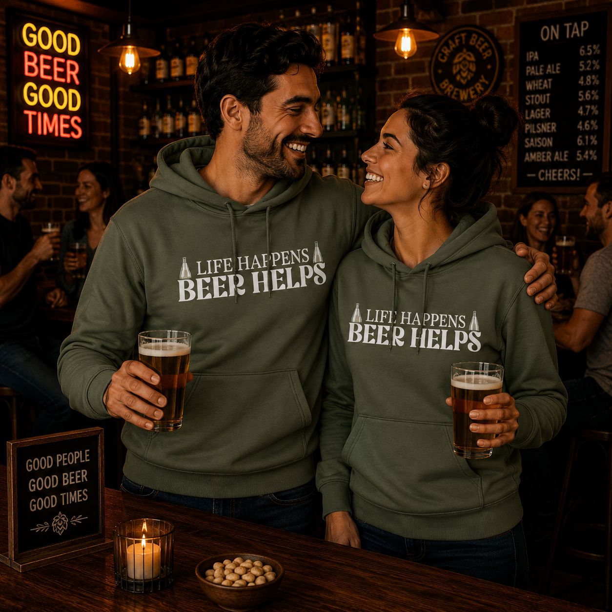 Life Happens Beer Helps Hoodie – Funny Bier Hoodie voor Bierliefhebbers