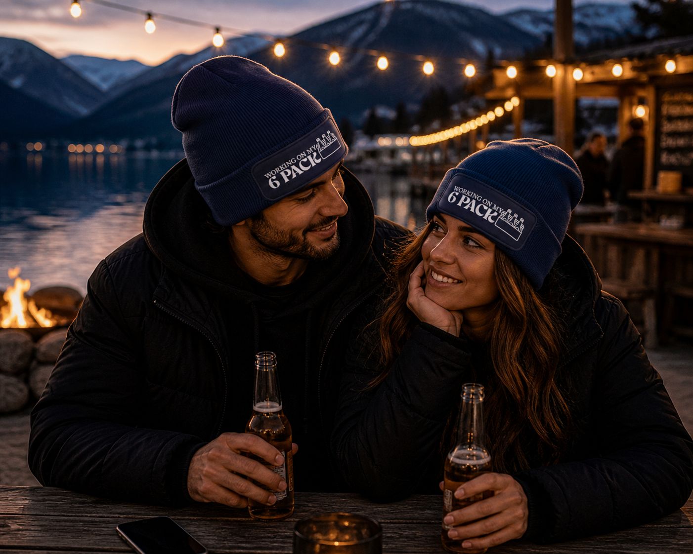 Wintermuts “Working On My 6 pack” – Grappige Biermuts voor Winter, Feestjes &amp; Après-Ski
