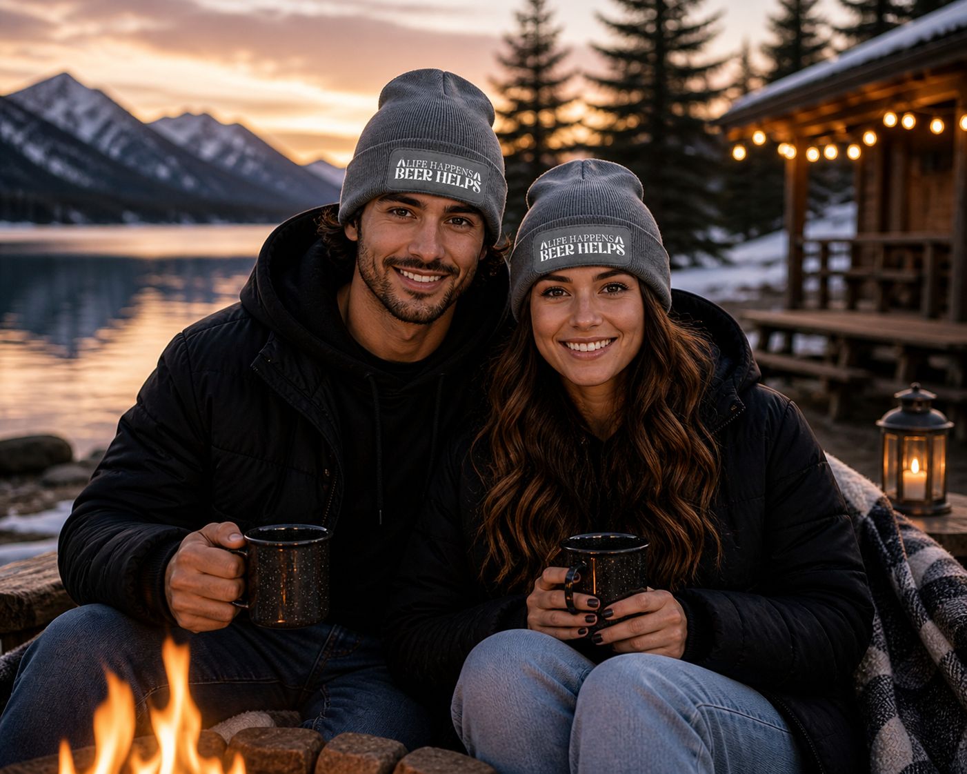 Wintermuts “Life Happens Beer Helps” – Grappige Biermuts voor Bierliefhebbers, Winter &amp; Après-Ski