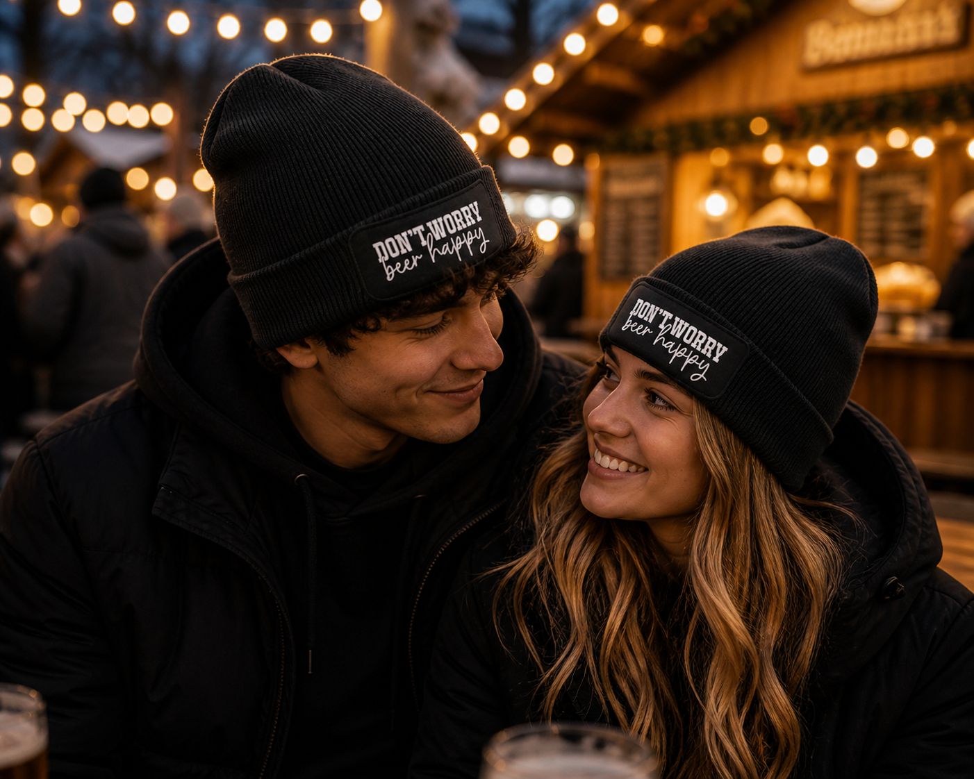 Wintermuts “Don’t Worry Beer Happy” – Grappige Biermuts voor Après-Ski, Feestjes &amp; Winterdagen