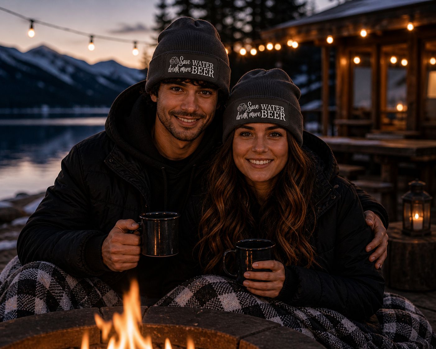 Wintermuts “Save Water Drink More Beer” – Grappige Biermuts voor Après-Ski, Café &amp; Winterfeestjes