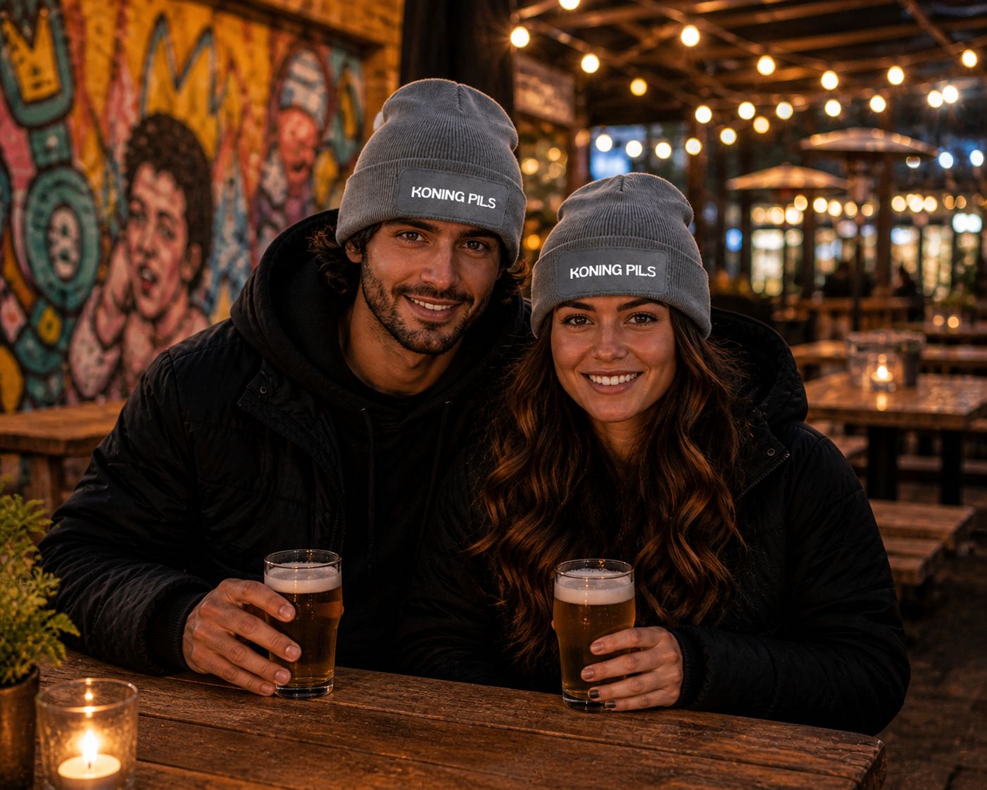Wintermuts “Koning Pils” – Grappige Vlaamse Biermuts voor Winter, Café &amp; Après-Ski Feestjes