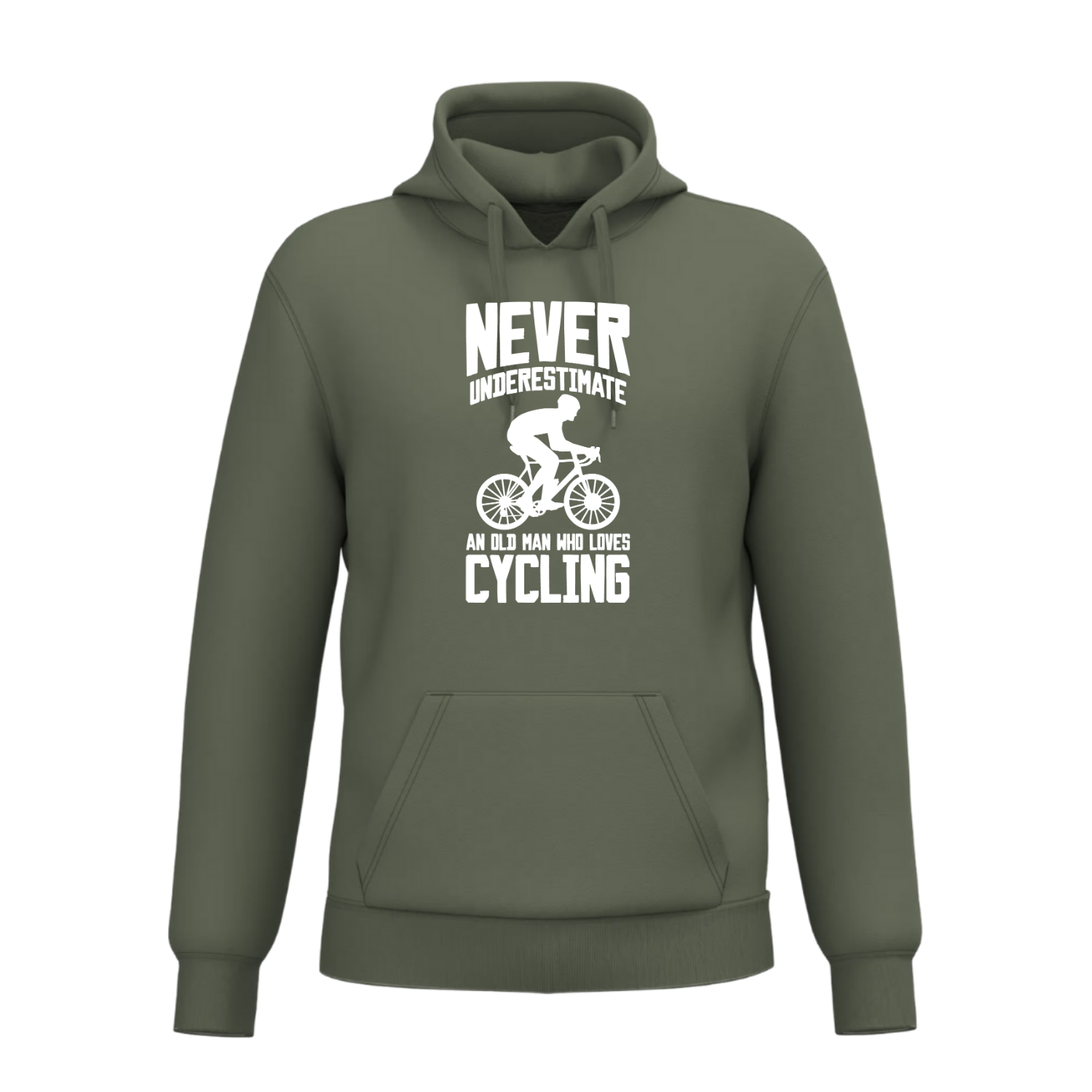 NEVER UNDERESTIMATE AN OLD MAN WHO LOVES CYCLING(verschillende kleuren)