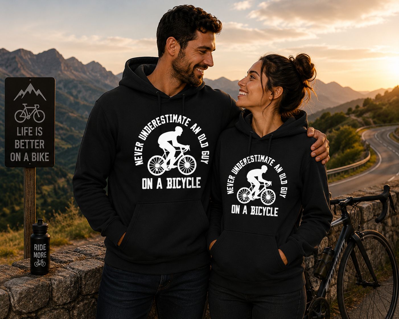 Never Underestimate An Old Guy On A Bicycle Hoodie – Funny Wielrennen Hoodie