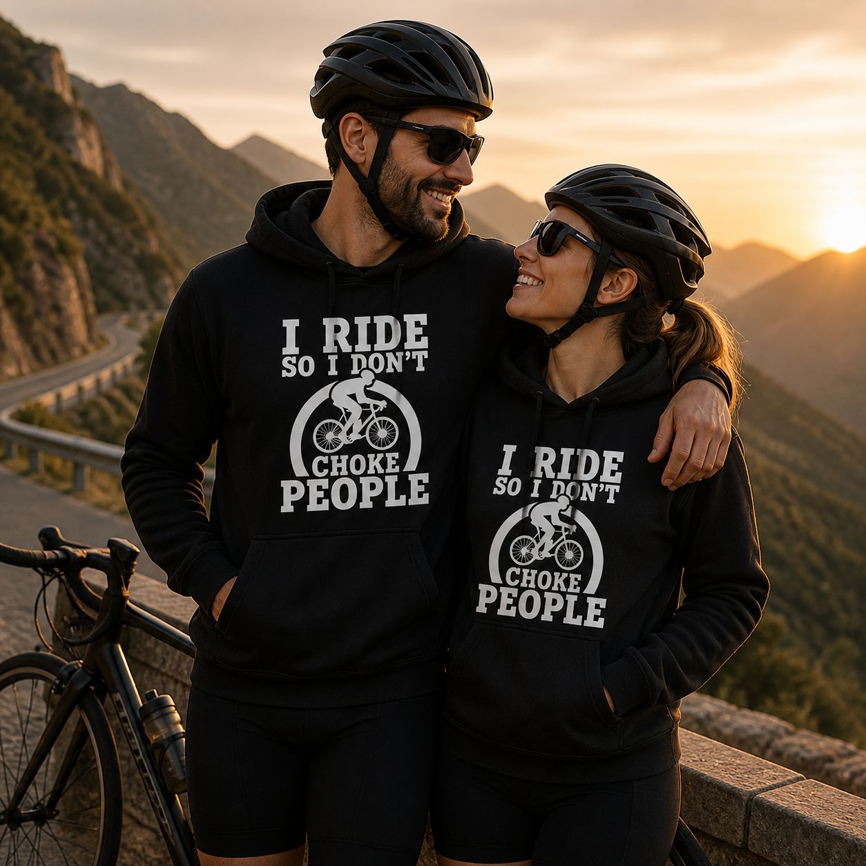 I Ride So I Don’t Choke People Hoodie – Funny Cycling Hoodie – Wielrennen Hoodie Unisex