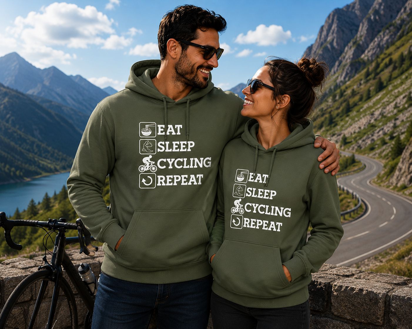 Eat Sleep Cycling Repeat Hoodie – Funny Wielrennen Hoodie voor Fietsers